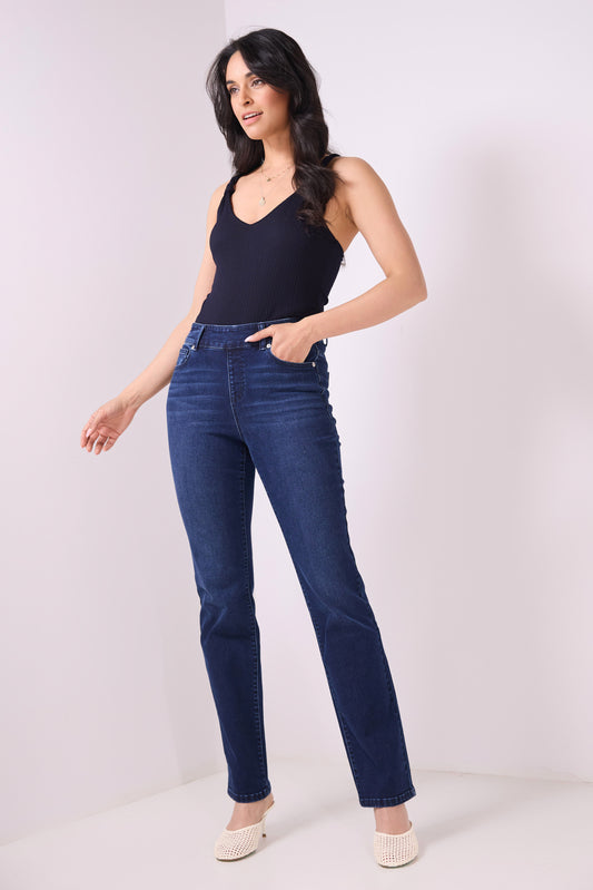 Secret Figure Pull-on Straight Leg Jeans with 5 real pockets