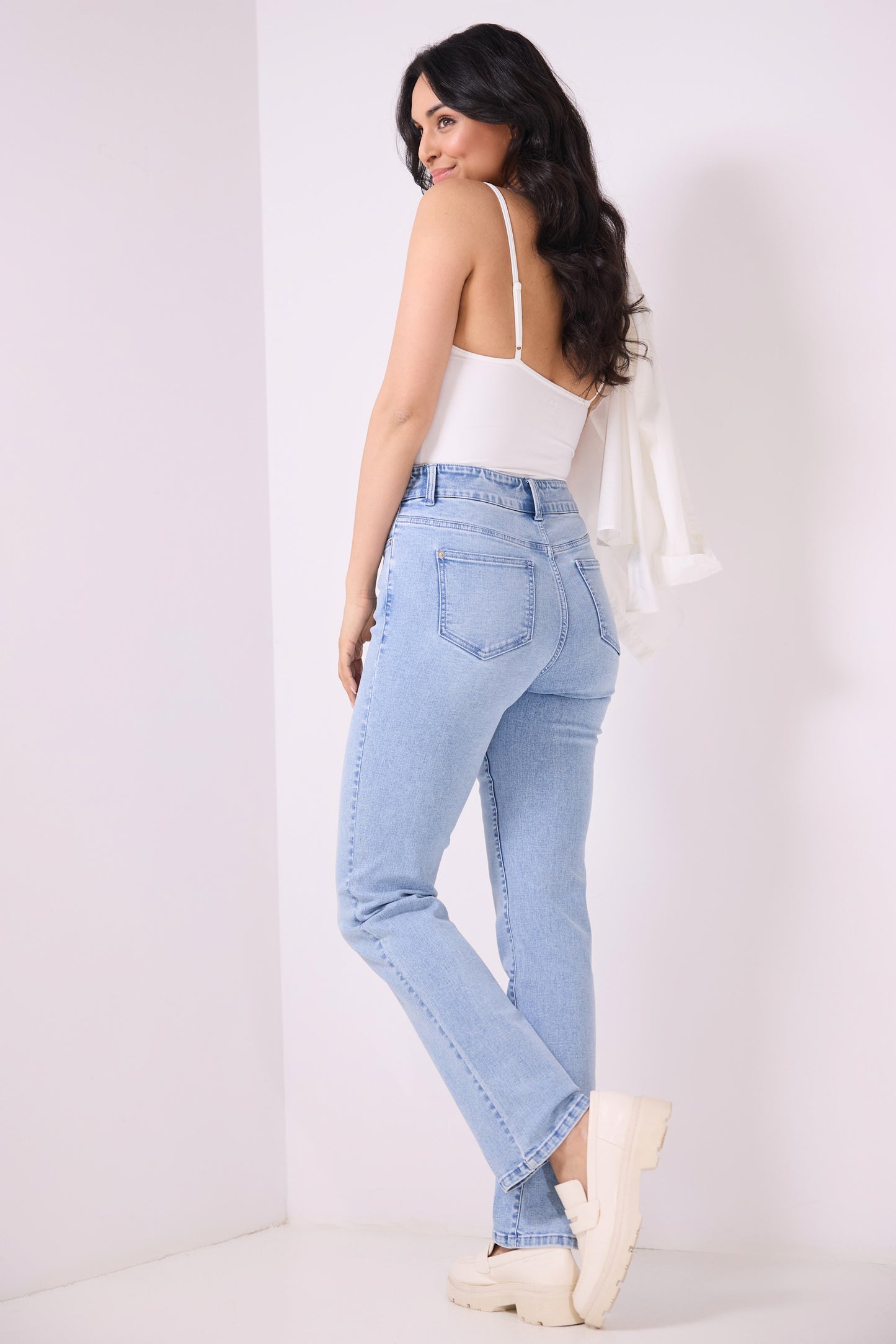 Secret Figure Pull-on Straight Leg Jeans with 5 real pockets