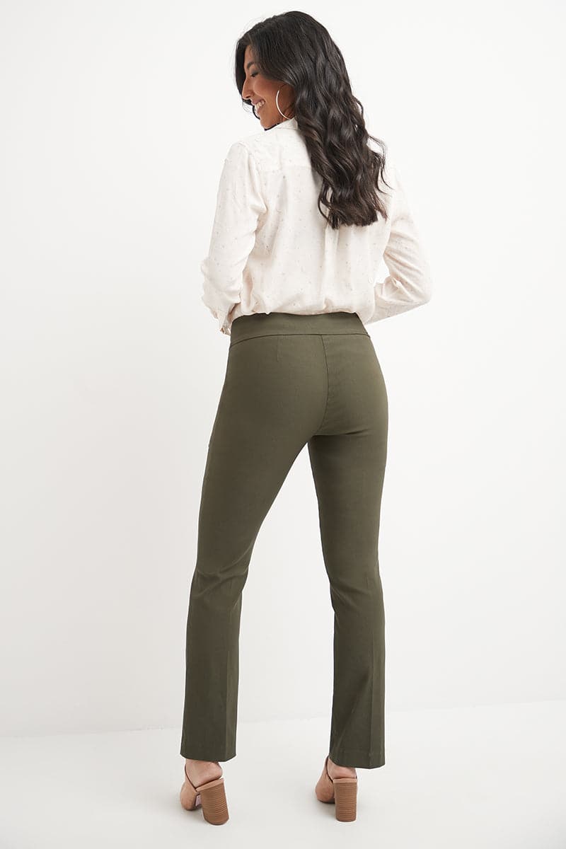 Straight leg pants with tummy control