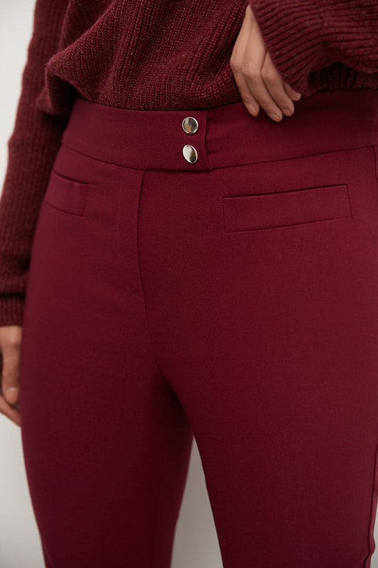 Skinny ankle pants with snaps