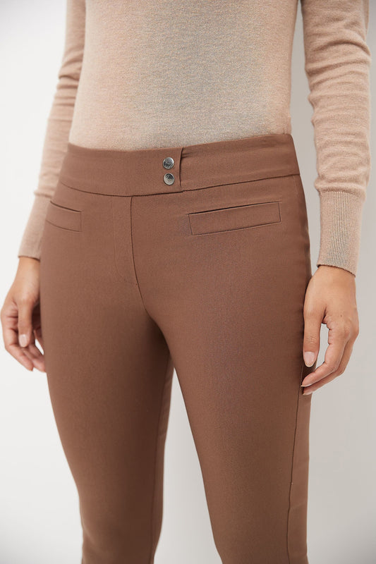 Skinny ankle pants with snaps