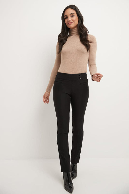 Straight classic pants with tummy control and pockets