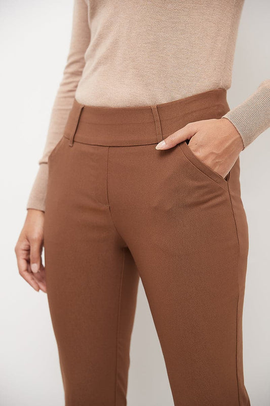 Stretch bootcut pants with tummy control and pockets