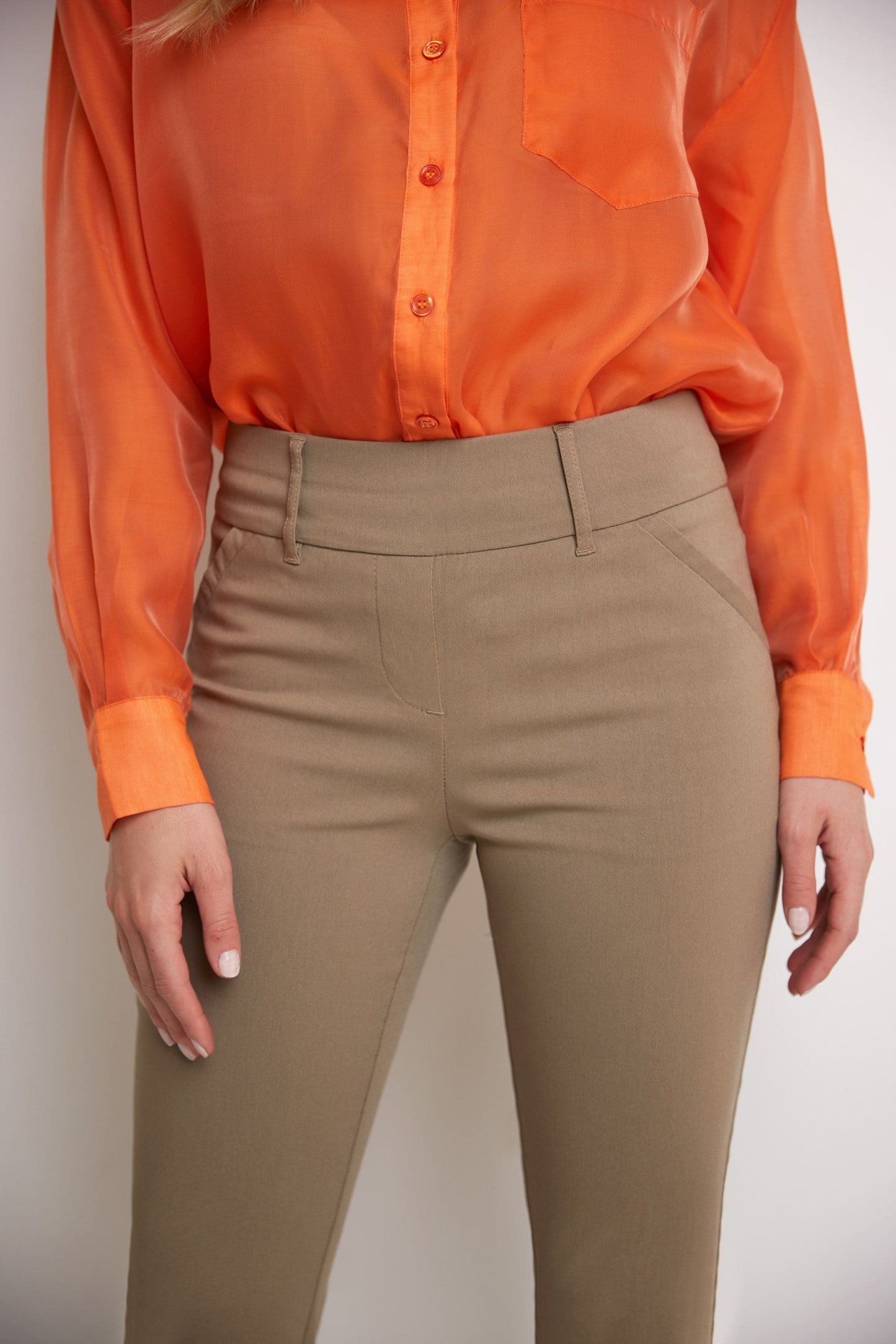 Stretch bootcut pants with tummy control and pockets