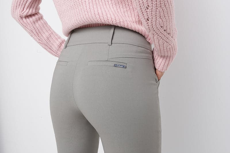 Stretch bootcut pants with tummy control and pockets