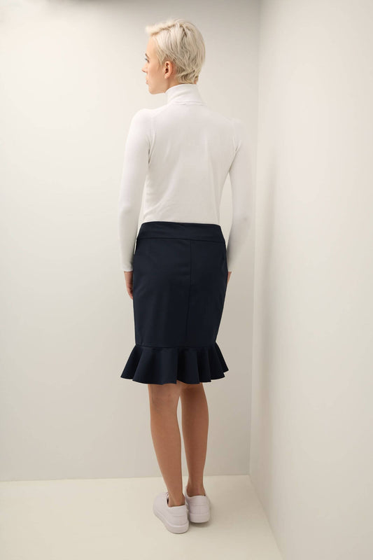 Rekucci Women's Desk to Dinner Straight Skirt with Ruffle