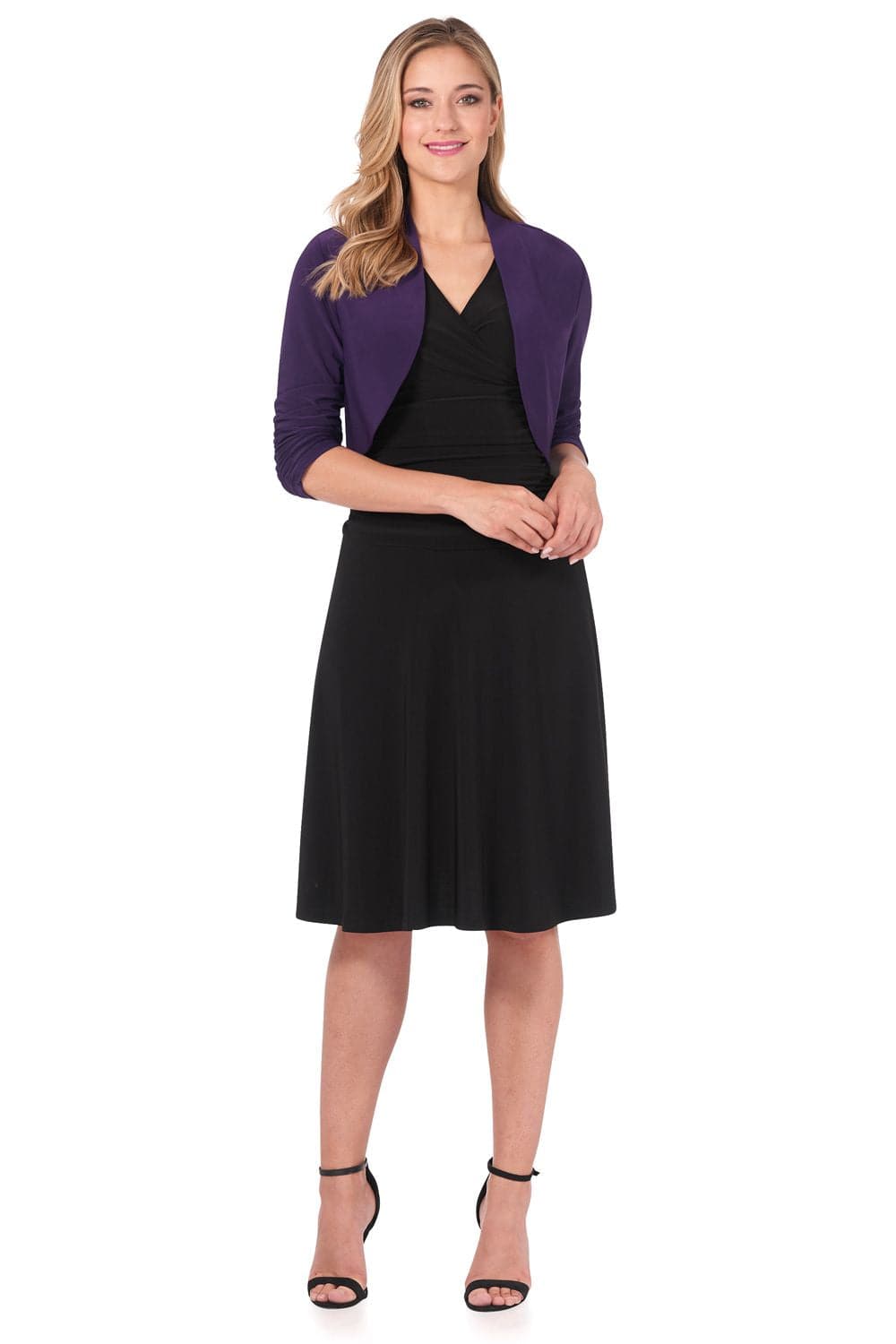 Wrinkle Resistant Bolero Shrug with Ruched Sleeves