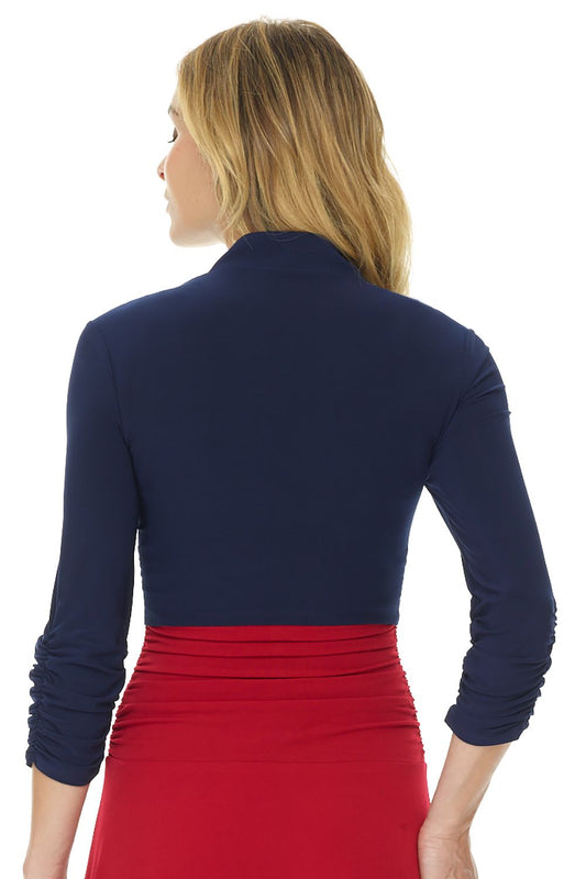 Wrinkle Resistant Bolero Shrug with Ruched Sleeves