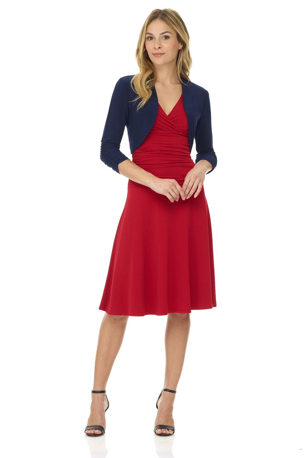 Wrinkle Resistant Bolero Shrug with Ruched Sleeves