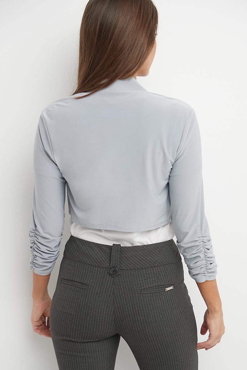 Wrinkle Resistant Bolero Shrug with Ruched Sleeves
