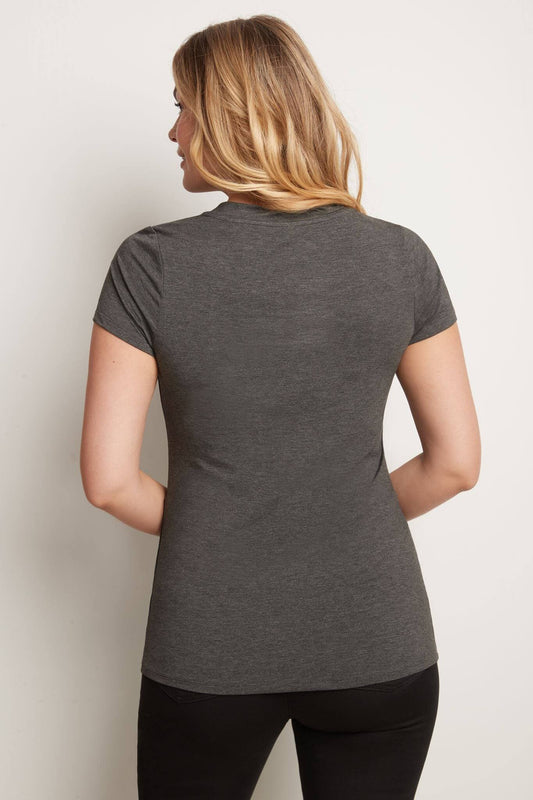 Short-Sleeve Business Casual T-Shirt with Scooped Neck