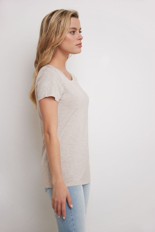 Short-Sleeve Business Casual T-Shirt with Scooped Neck