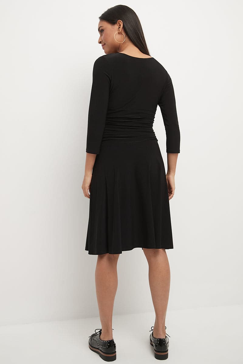 Form-fitting 3/4 Sleeve Dress with Ruching