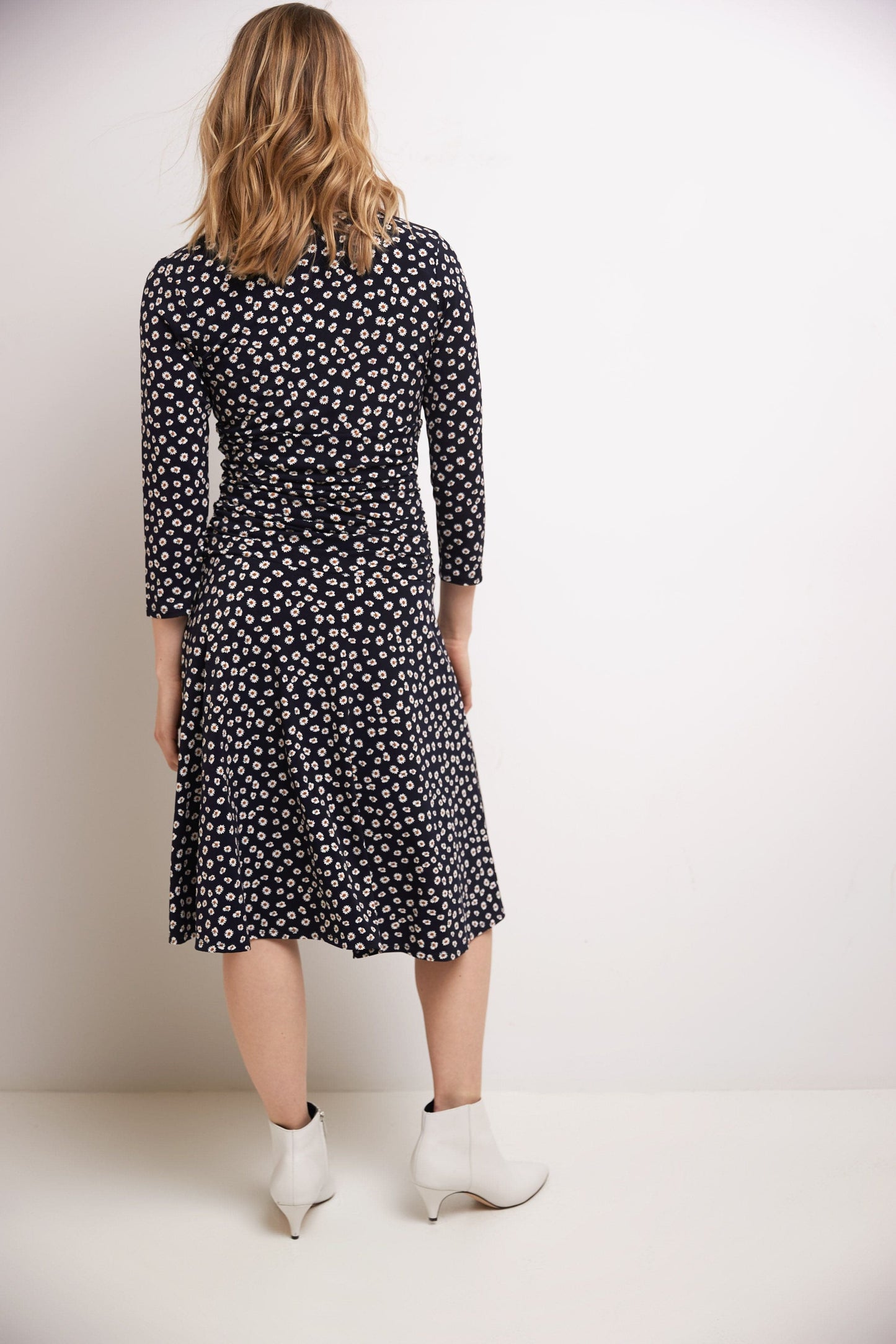 Form-fitting 3/4 Sleeve Dress with Ruching
