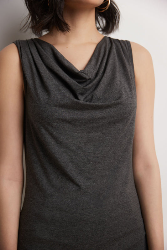 Super Soft Knit Cowl Neck Sleeveless Top