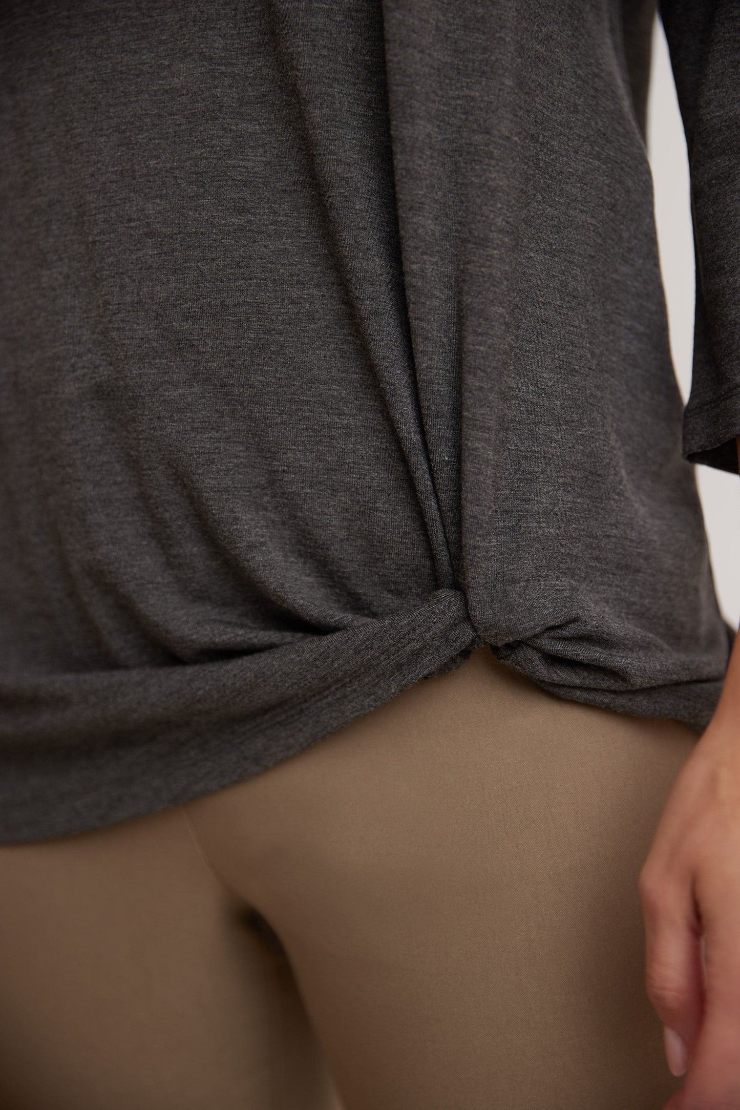 Super Soft Knit Top with Knot Detail and 3/4 Sleeves