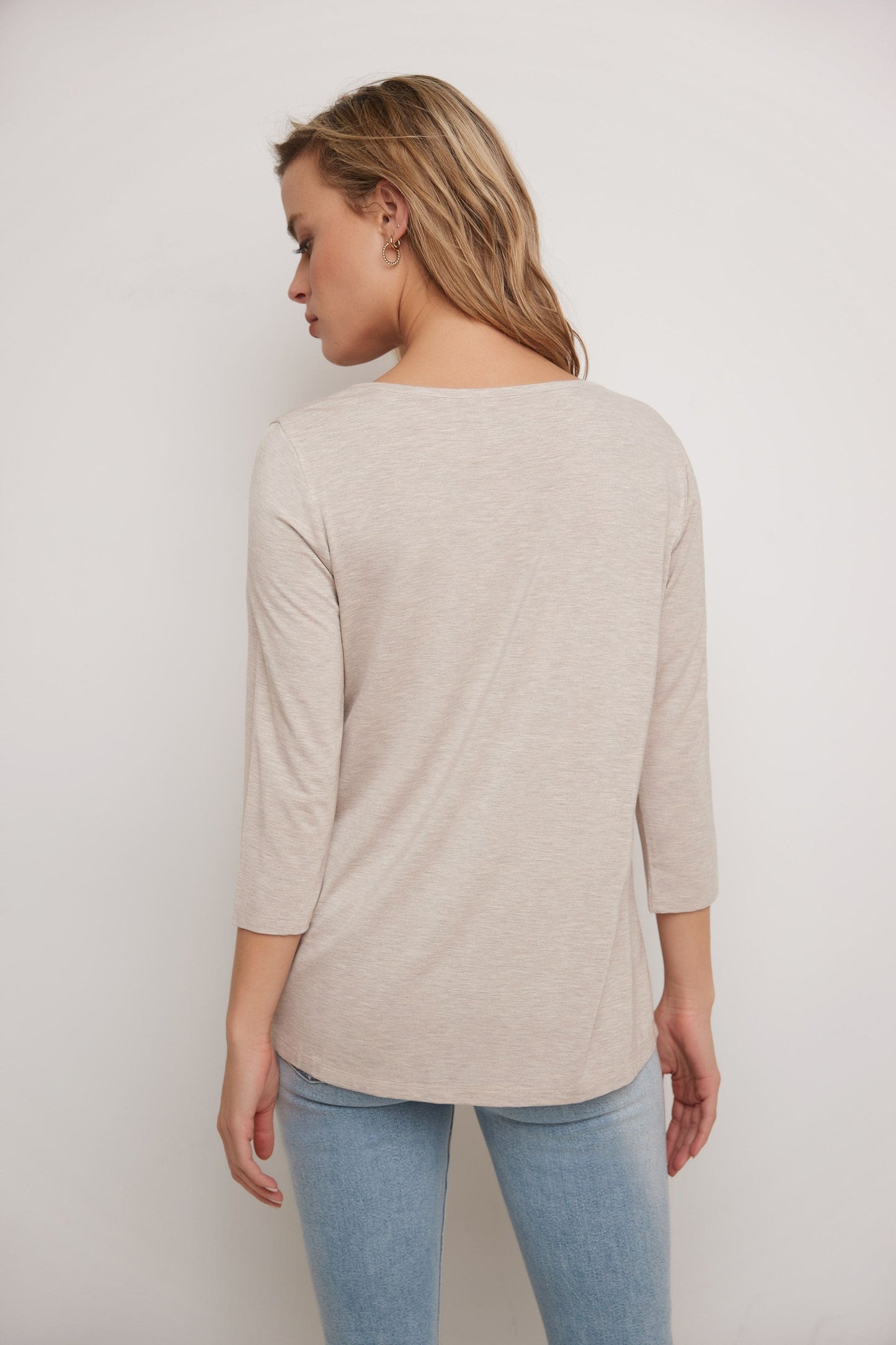 Super Soft Knit Top with Knot Detail and 3/4 Sleeves