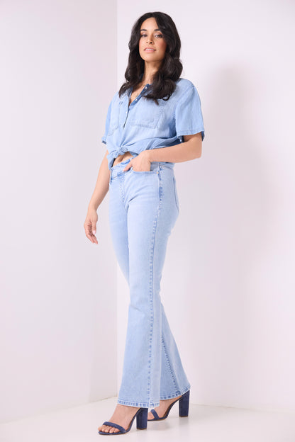 Pull-on Bootcut Jeans with real pockets