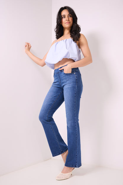 Pull-on Bootcut Jeans with real pockets