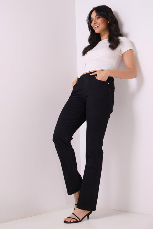Secret Figure Pull-on Straight Leg Jeans with 5 real pockets