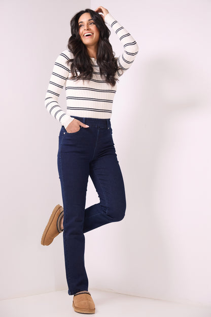 Secret Figure Pull-on Straight Leg Jeans with 5 real pockets