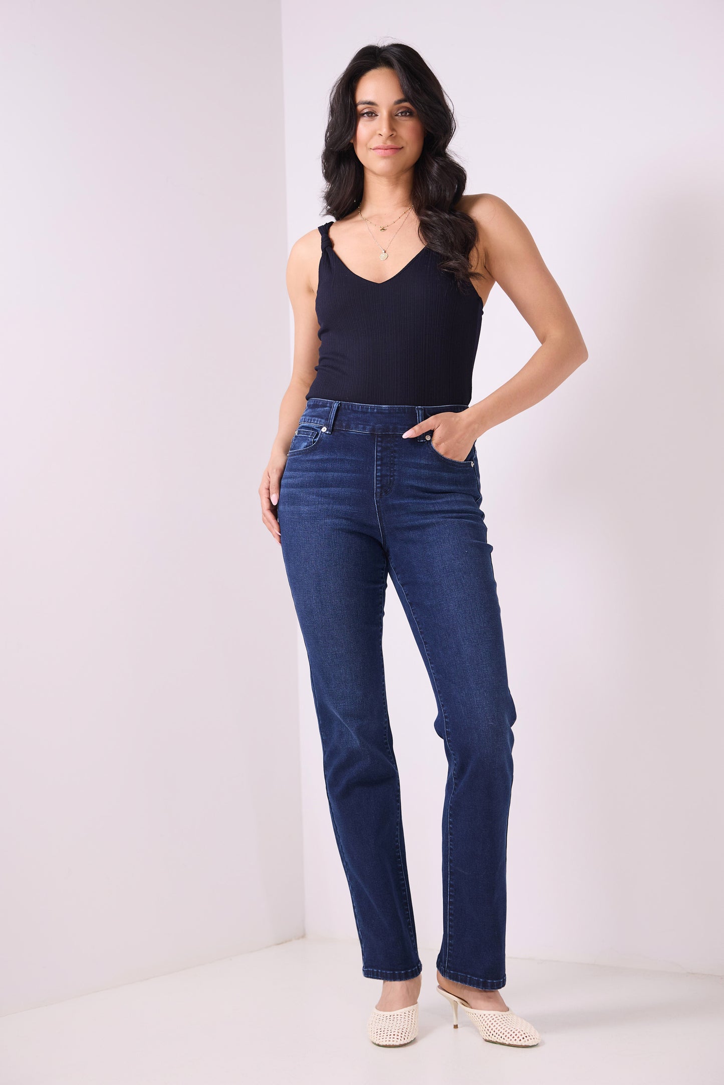 Secret Figure Pull-on Straight Leg Jeans with 5 real pockets
