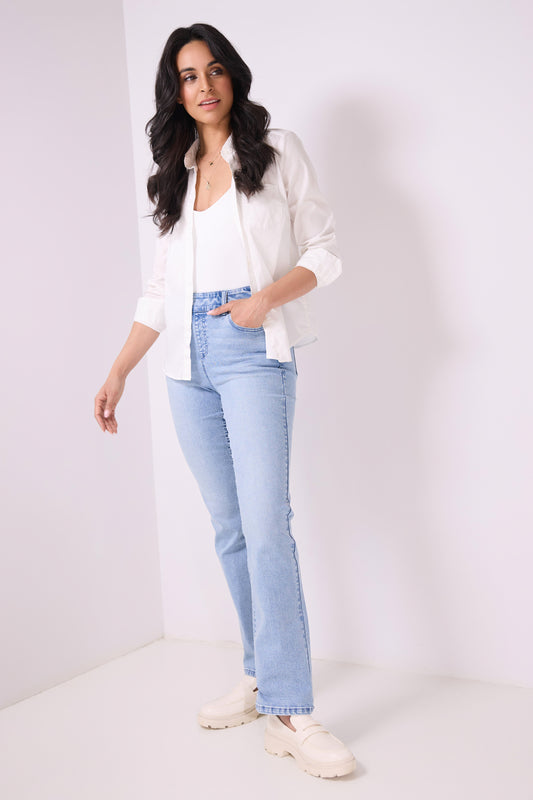 Secret Figure Pull-on Straight Leg Jeans with 5 real pockets