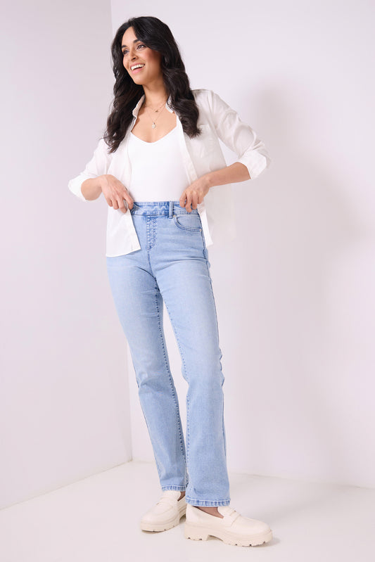 Secret Figure Pull-on Straight Leg Jeans with 5 real pockets