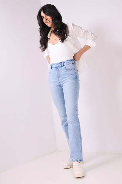 Secret Figure Pull-on Straight Leg Jeans with 5 real pockets