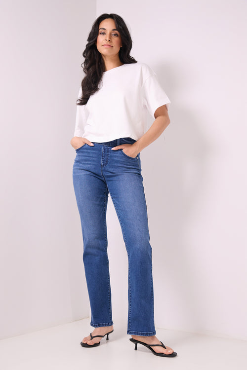 Secret Figure Pull-on Straight Leg Jeans with 5 real pockets