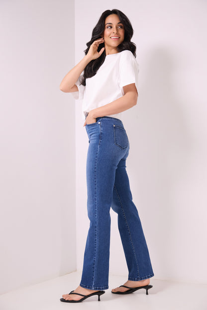 Secret Figure Pull-on Straight Leg Jeans with 5 real pockets