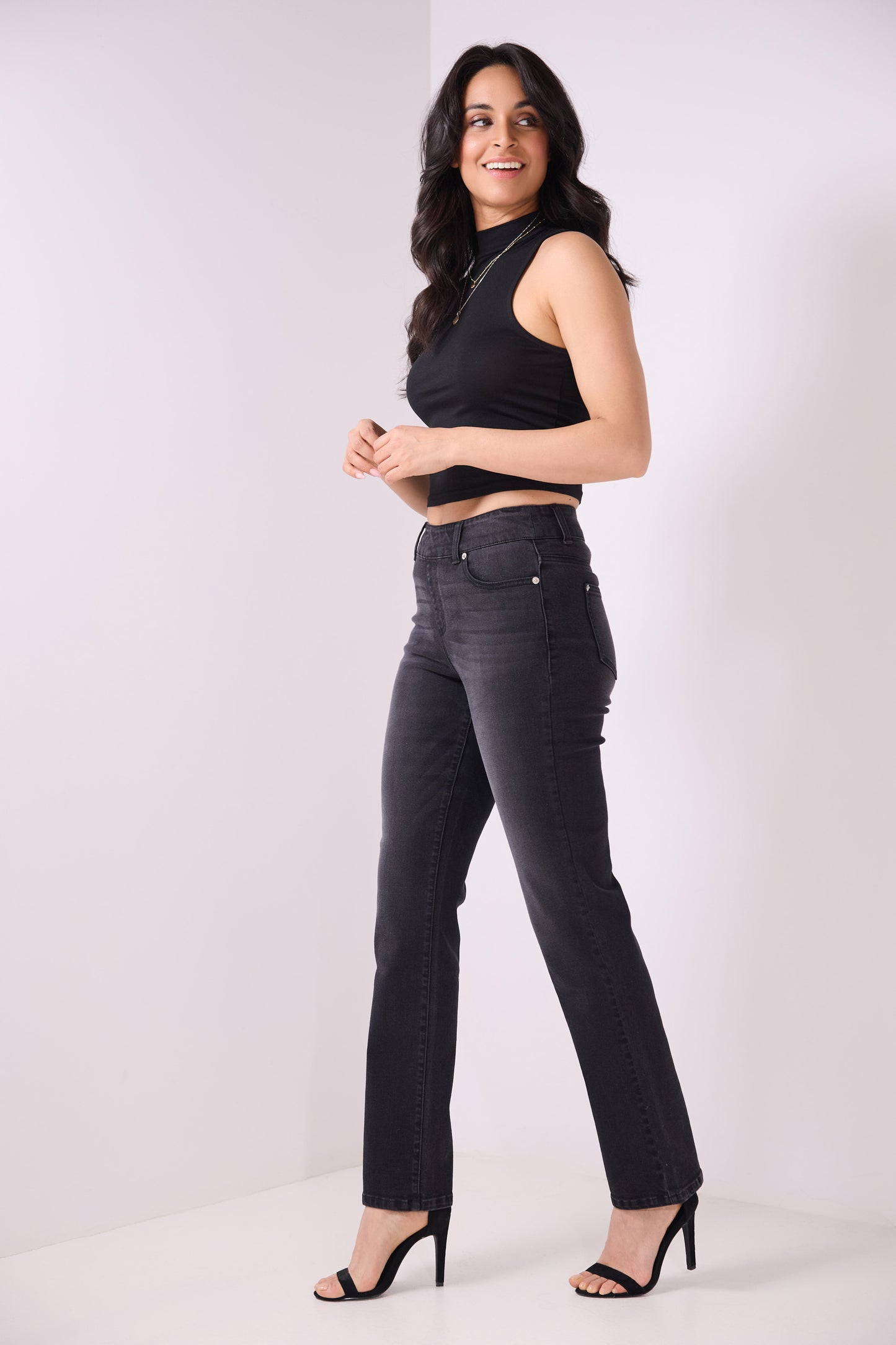 Secret Figure Pull-on Straight Leg Jeans with 5 real pockets
