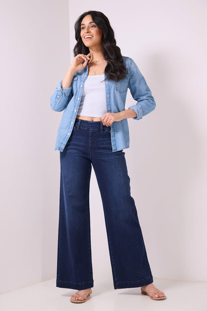 Secret Figure High-Rise Wide-Leg Jeans