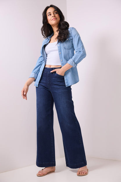 Secret Figure High-Rise Wide-Leg Jeans