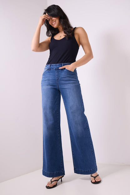 Secret Figure High-Rise Wide-Leg Jeans