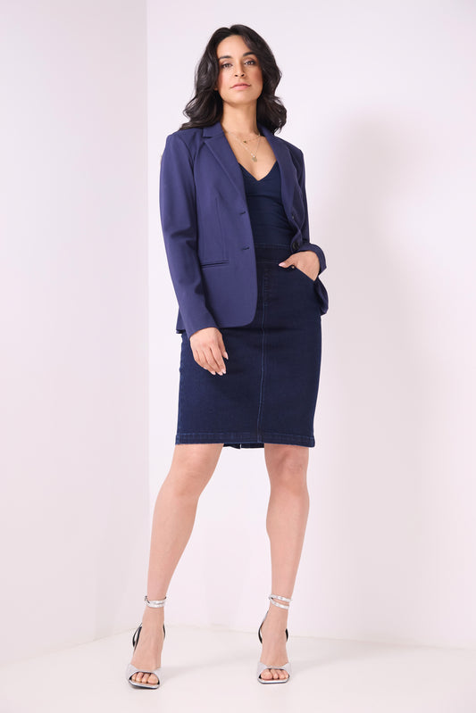 Pull-on Denim Skirt with 5 Pockets