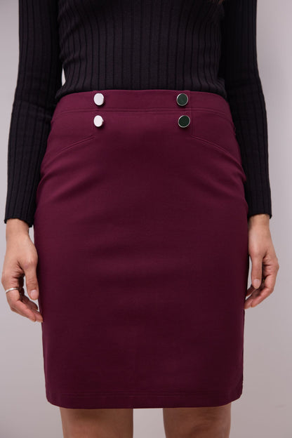 Rekucci Women's Pull-On Knit Pencil Skirt with Button Detail