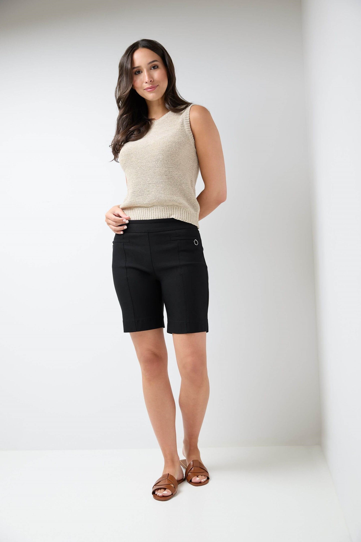 Rekucci EcoCosy Slim Bermuda Short with Zipper Detail