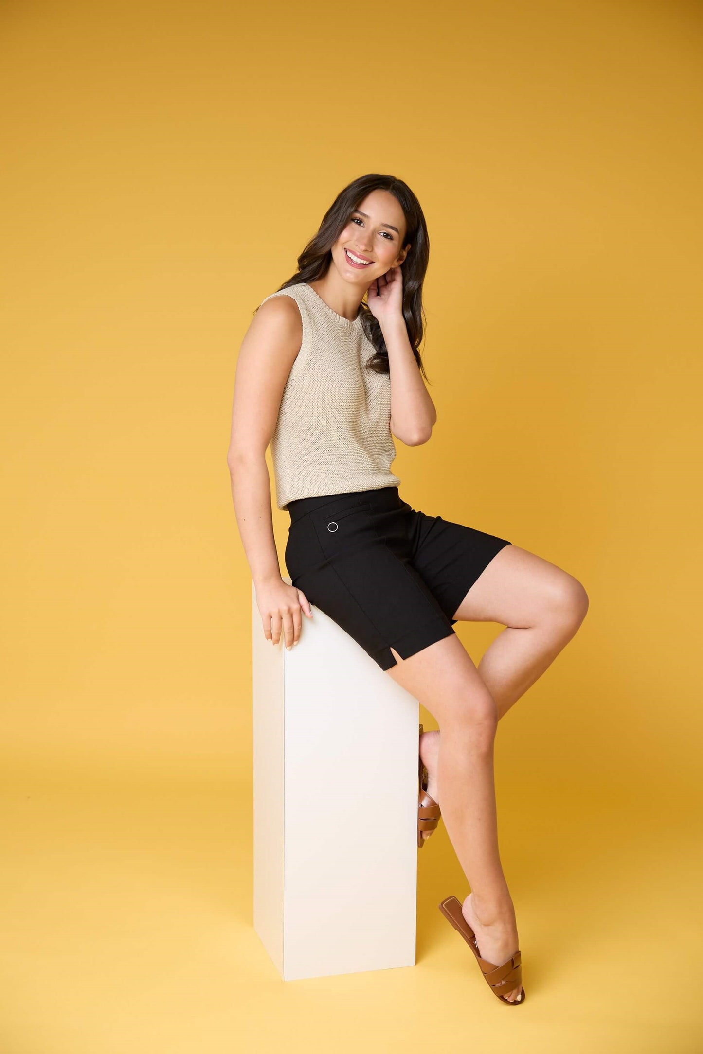 Rekucci EcoCosy Slim Bermuda Short with Zipper Detail