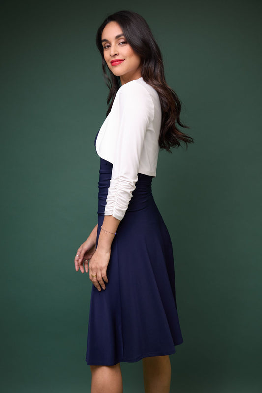 Wrinkle Resistant Bolero Shrug with Ruched Sleeves