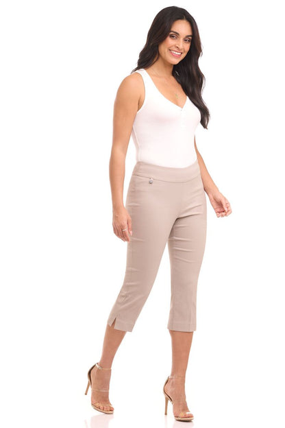 Secret Pocket Capris with Wide Waistband