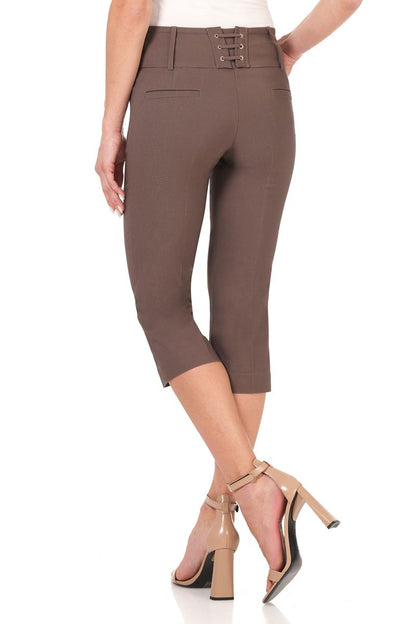 Slimming Capris with Wide Waist and Back Lacing