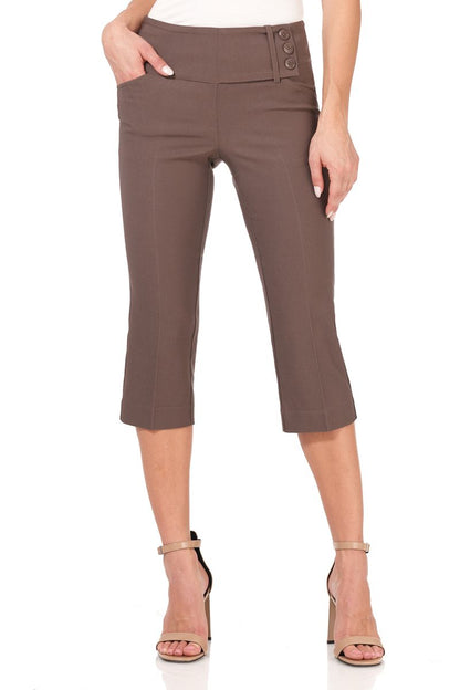 Slimming Capris with Wide Waist and Back Lacing