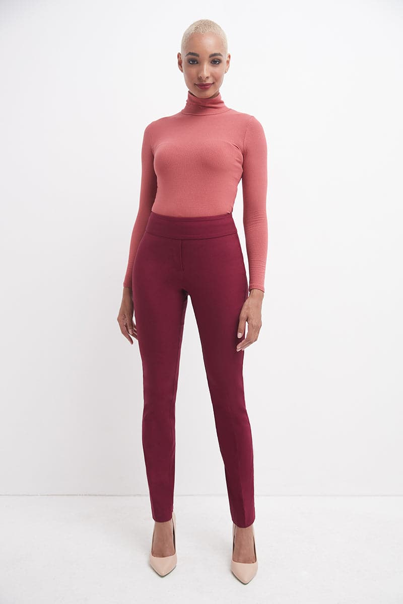 Straight leg pants with tummy control