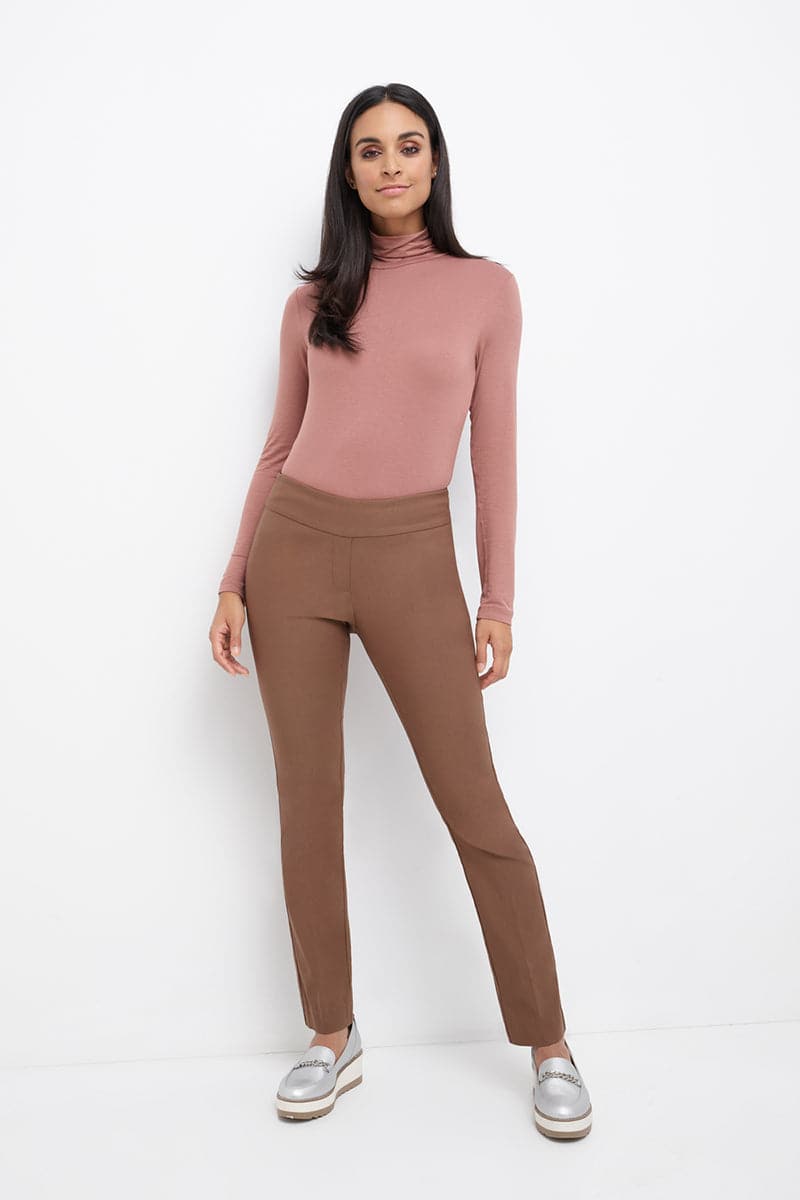 Straight leg pants with tummy control