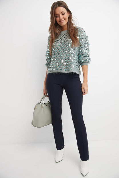 Straight leg pants with tummy control