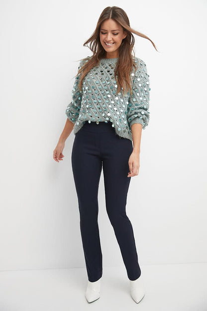 Straight leg pants with tummy control