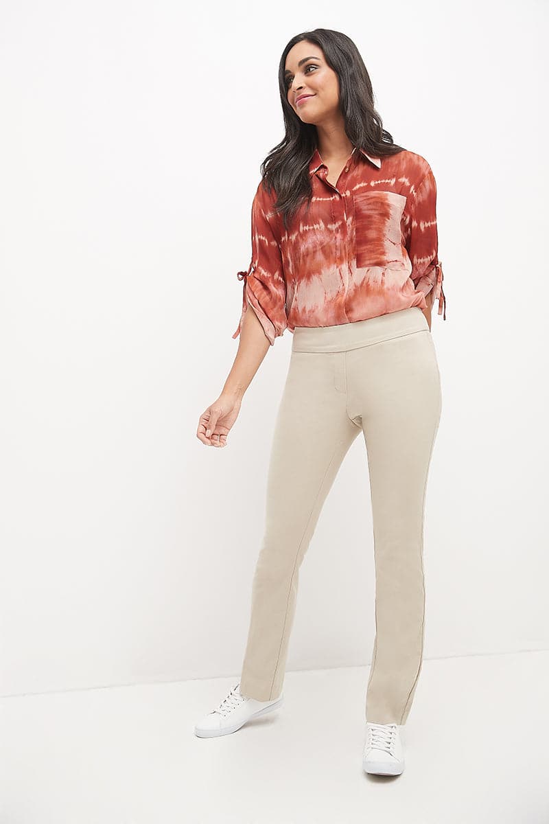 Straight leg pants with tummy control