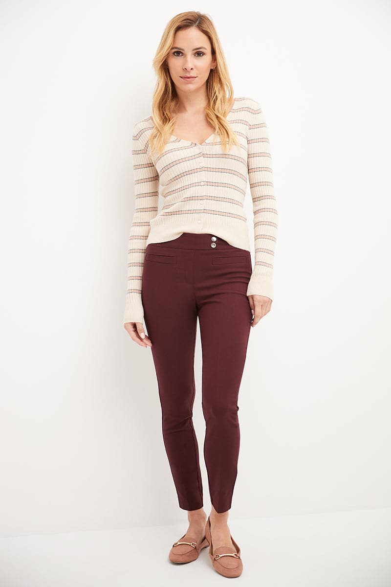 Skinny ankle pants with snaps