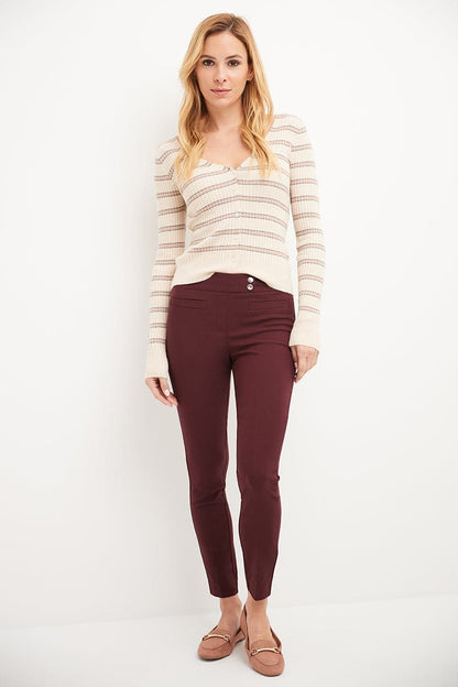 Skinny ankle pants with snaps